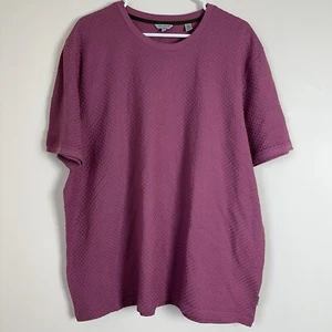 Ted Baker Mens Curly SS Textured T Shirt Size 7 Purple Basketweave Pullover 3XL - Picture 1 of 9
