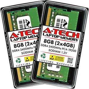 A-Tech 8GB 2x 4GB DDR4 2400 PC4-19200 Laptop 260-Pin SODIMM Memory RAM Kit 4G 8G - Picture 1 of 7