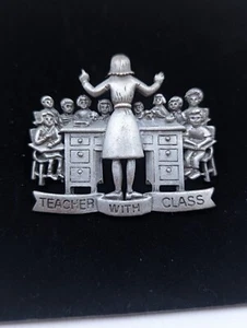 Vintage JJ Jonette Teacher With Class Silver tone Brooch Pin USA 1980-2006 K094 - Picture 1 of 7