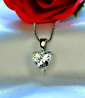 Valentine Gift 1 Ct Solitaire Heart Cut No Chain Pendant 14K White Gold Plated