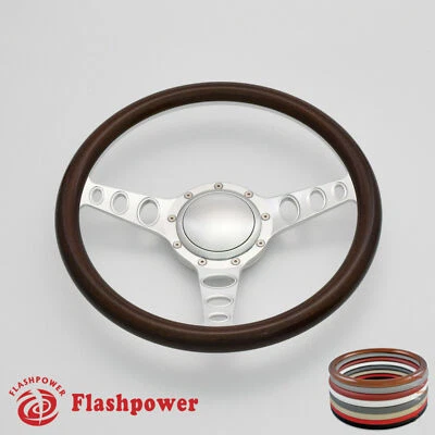 14" Billet Steering Wheel Wood Half Wrap Chevrolet Monte Carlo Camaro w/ Horn - Image 1 of 4