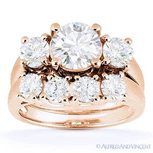 Forever Brilliant Moissanite 14k Rose Gold Engagement & Wedding Ring Bridal Set - Picture 1 of 6