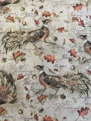 Tela de algodón Susan Winget cosecha bendiciones juego pájaro BTY PHEASANT RUN Foto 1 de 3