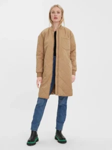 Vero Moda Natalie Long Quilted Oversized Coat | UK10/12 | Beige | Lightweight - Picture 1 of 12
