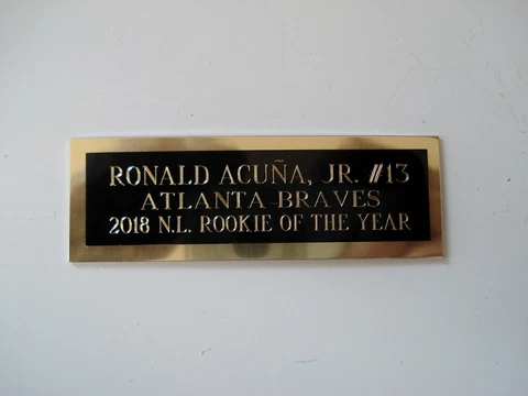 Ronald Acuna Jr. Baseball Card Plaque Nameplate Atlanta Braves 1" X 3" Cover