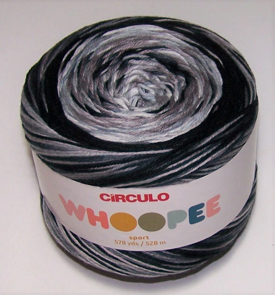 578 ярдов торт Circulo WHOOPEE мерсеризованный хлопок спортивная пряжа #9310 черный серый белый - Изображение 1 из 1