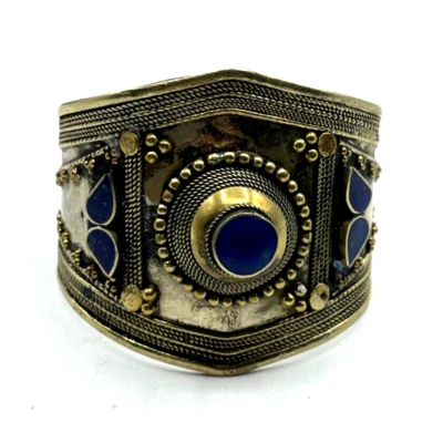 Stattlicher vintage Tuareg Berber Schmuck Armreif Armspange Lapislazuli unisex - Bild 1 von 4