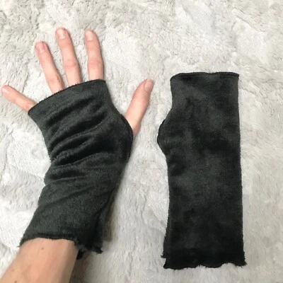 Guantes de vellón negros para enviar mensajes de texto calentadores de manos difusos piel cálida manga brazo cubierta conducción Foto 1 de 4