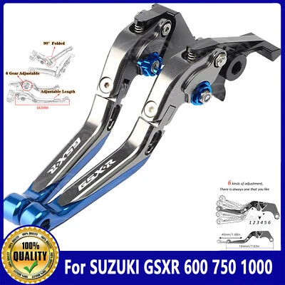 For SUZUKI GSXR 600 750 1000 Motorcycle Folding Extending Brake Clutch Levers - Image 1 of 4