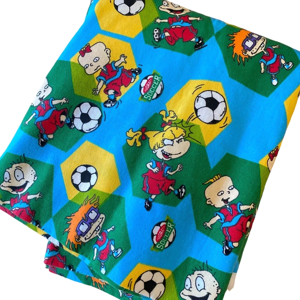 RUGRATS Vintage Tela Franela 1999 Edredón Fútbol Remanente Niños 46" x 2.75" yardas Foto 1 de 4