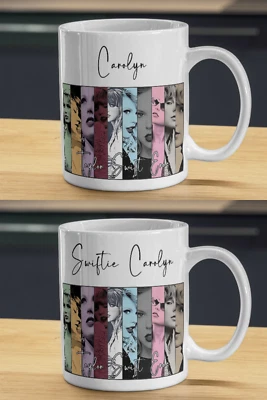 RAINBOWS & BUTTERFLIES STUDIO PERSONALISED 'TAYLOR SWIFT ERAS' 325ML (11OZ) CERAMIC MUG.