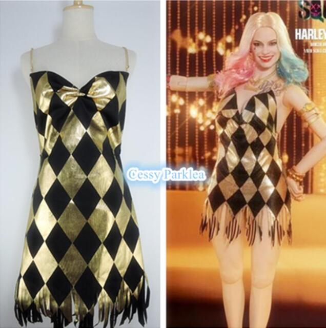 FANTASIA HARLEY QUINN ARLEQUINA - ESQUADRÃO SUICIDA VESTIDO DOURADO – H2L  COSPLAY