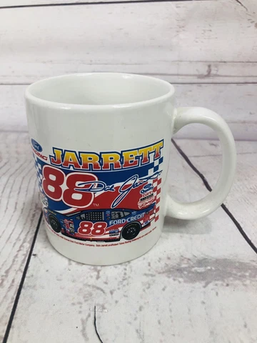 Vtg Dale Jarrett 88 NASCAR Ceramic Coffee Mug Racing Ford Credit Cover