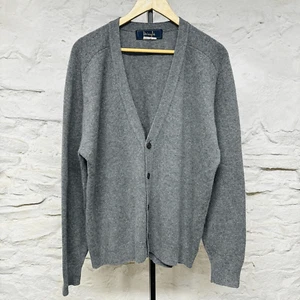 Vintage Pringle 100% Cashmere Gray Cardigan Grandpa Sweater Made in Hong Kong - Picture 1 of 10