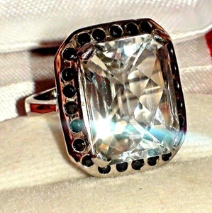 GROSS! 15,50 CT BRILLANT NATÜRLICHER WEISSER TOPAS,SPINELL RING 925 S-NG SILBER.S-E 7,0. - Bild 1 von 12