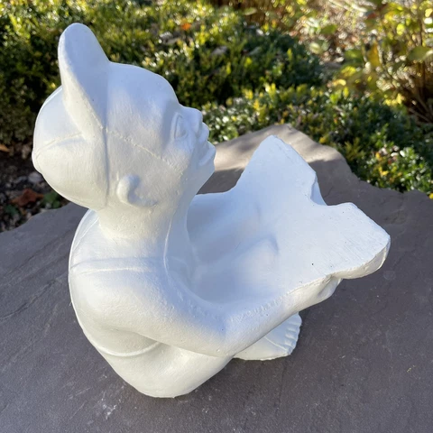 Concrete Watermelon Boy Garden Statue Outdoor Cement Americana Decor Ornament Cover