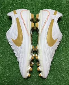 2008 VNDS Nike Tiempo Dois FG Legend White Gold R10 Ronaldinho Leather 10 US Pro - Picture 1 of 19