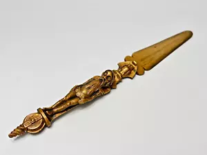 Antik Bronze Brieföffner weise Eule Zwerg Zwerg Blei Bob symbolisches Papier Messer - Bild 1 von 8