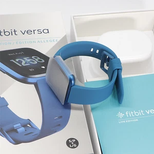 Fitbit FB415SRLV Versa Lite Edition SmartWatch with S & L Black White Blue Lilac - Picture 1 of 15