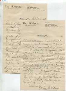 Vintage Letterhead THE ADDISON Hotel Middlebury VT 1907 2 pages - Picture 1 of 1