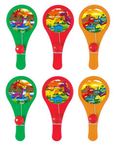 6 Dinosaur Plastic Paddle Bats - Pinata Toy Loot/Party Bag Fillers Childrens/Kid