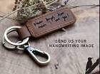 Personal Handwritten Message Keyring - Personalized Leather Key Chain - Leather