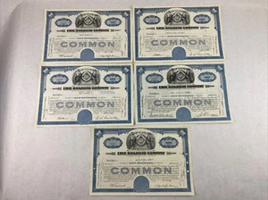 Lot of 5 Collectible Erie Railroad Company Stock Certificate 100 Shares 1960's - Picture 1 of 8