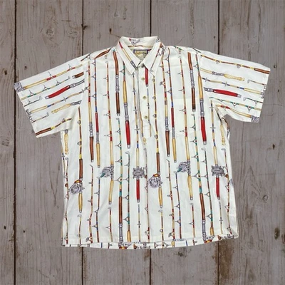 Kahala Sportfish Div. Гавайская рубашка мужская XL винтажный пуловер AOP удочки катушки - Изображение 1 из 4