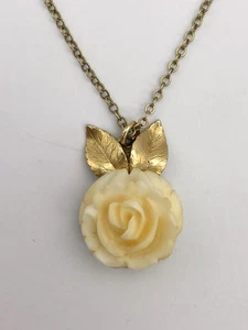 Krementz Gold Filled Necklace Hand Carved Rose Vintage Mid Century 17.5” Chain - Picture 1 of 10