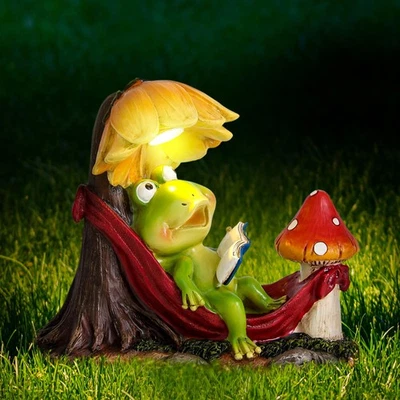 Leekung Solar Frog Garden Decor,Frog Statue with Solar Light for Outdoor Deco... - Image 1 of 4