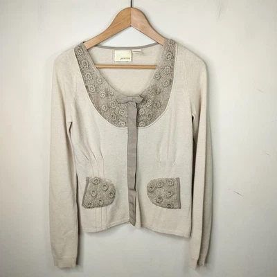Cárdigan Guinevere Anthropologie S Pequeño Floral Encaje + Lazo Mezcla Lana Foto 1 de 4