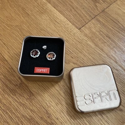 Esprit Ohrringe Ohrstecker Silber Braun Durchmesser 1,4 cm Neu - Bild 1 von 4