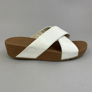 FitFlop Lulu Cross Over Sommer Keilabsatz Schieber weiß Sandalen Schuhe US8,5 UK6,5 - Bild 1 von 12