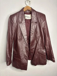 Chaqueta de Cuero Wilsons Vintage Mujer Mediana Borgoña Blazer Abrigo Bolsillos Años 90 - Imagen 1 de 6