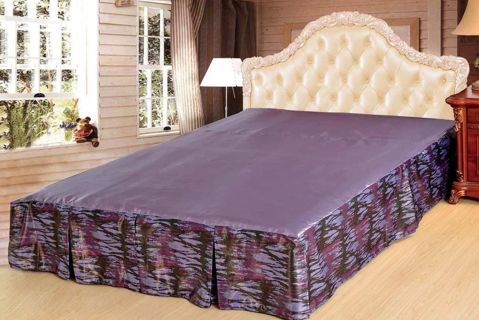 BSK-4362LK Purple King Bed Skirt Satin Bed Ruffle Box Spring Cover, King - Изображение 1 из 1