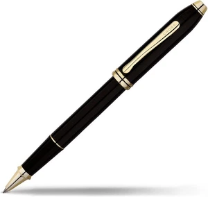 Cross Townsend Black Lacquer Rollerball Pen with 23KT Gold Plated Appointments - Bild 1 von 8