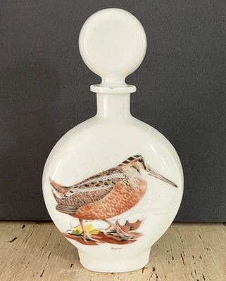 Vintage Field Birds Woodcock 1969 Milk Glass Whiskey Decanter Edition No. 8 - Image 1 of 4