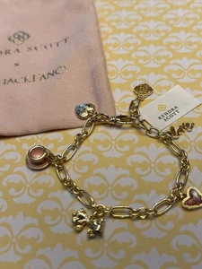 Kendra Scott x LoveShackFancy Gold Charm Bracelet in Pink Mix - Picture 1 of 7
