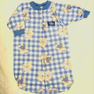 Vintage OshKosh Long-sleeved Zip-up Sleep Sack Plaid with Bears - RARE - Picture 1 of 7
