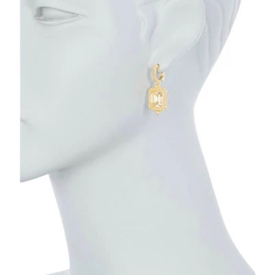 Estate Chapado en Oro 14K Plata de Ley Corte Esmeralda Circonita cúbica. Pendientes Zafiros Blancos Foto 1 de 4