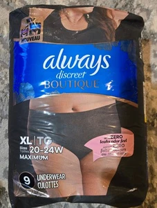 New Always Discreet Boutique Incontinence Underwear, Size XL 20-24 Pk Of 9 - Picture 1 of 5