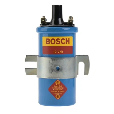 1956-1979 VW Beetle-Type 3 Bosch Blue 12V Ignition Coil w/ Bracket 043905115A - Image 1 of 4