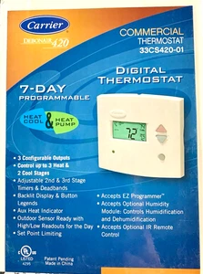 CARRIER - Debonair 420- 7 Day Programmable Digital Thermostat - 33CS420-01- NEW - Picture 1 of 1