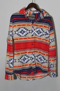 Camicia uomo L Brooklyn tessuto azteca coperta stampa bottoni sud-ovest pile spesso - Foto 1 di 11