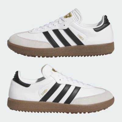 ADIDAS MEN'S SAMBA GOLF SHOES SPIKELESS SIZE: 12.5 M WHITE/BLACK/GUM NEW!! 2326 - Image 1 of 4