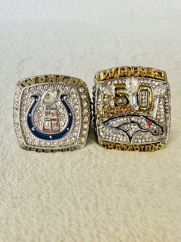 2 PCS Peyton Manning Super Bowl Championship Ring Set, US SHIP Cover