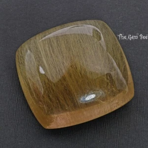 633CT 52mmx55mm Golden Rutilated Quartz Smooth Cushion Cut Cabochon - Picture 1 of 9