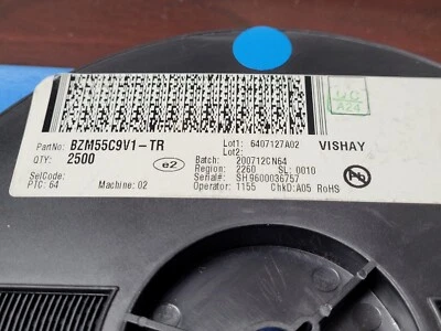 (50 piezas) Diodo Zener BZM55C9V1-TR 9,1 V 500 mW Montaje en superficie MicroMELF ROHS Foto 1 de 2