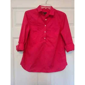 Camicia mezza bottoni Talbots rosa manica a linguetta con rotolo nuova senza etichette, donna taglia 6 - Foto 1 di 8