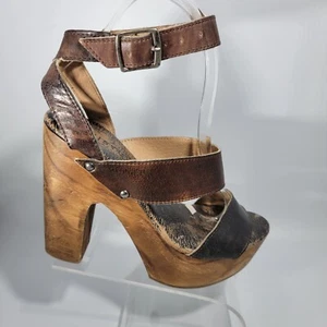 Bed Stu SOPHIE Platform Heel Sandals Distressed Leather Boho Size 8 SOLD OUT - Picture 1 of 12